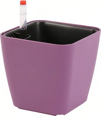 Obrázok produktu pre 14 cm samozavlažovacie štvorcové kvetináče pre izbové a vonkajšie rastliny, samozavlažovacie kvetináče s indikátorom hladiny vody (fialové)