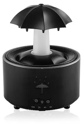 Produktbild von Aroma Diffuser - Luftbefeuchter - Rotierender Wassertropfen-Effekt - LED-Licht - 5 V - Für Zuhause, Schlafzimmer, Büro - Schwarz