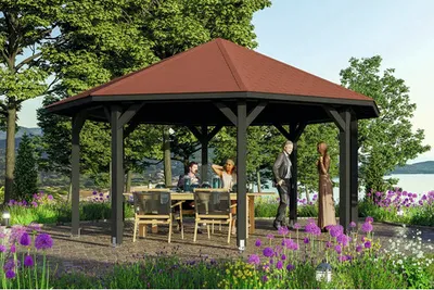 Produktbild von Pavillon SKAN HOLZ Nice 3 Leimholz Ø 557 cm anthrazit