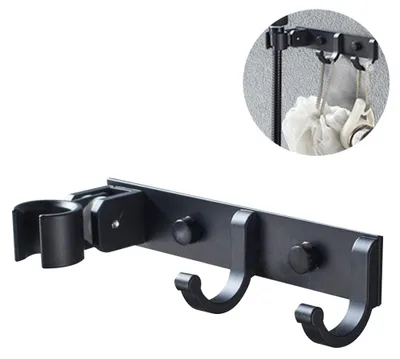 Produktbild von Handbrausekopfhalterung mit 2 Aufhängehaken, verstellbare Duschkopfhalterung, universelle Wandhalterung für Duschköpfe