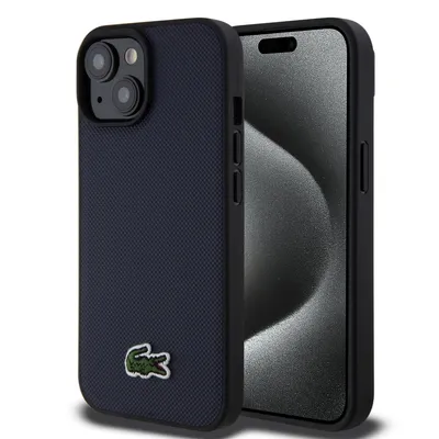 Produktbild von Lacoste Iconic Petit Pique Woven Logo MagSafe Case für iPhone 15 Navy