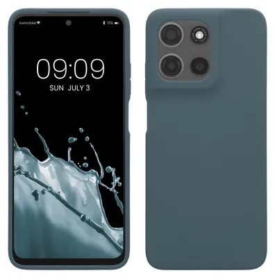 Produktbild von kwmobile Handyhülle für Motorola Moto G15 / G15 Power/ G17 / G17 Power Hülle - Case Silikon - Kabelloses Laden - Schutzhülle Cover in Dunkler Schiefer