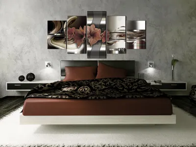 Produktbild von Akustikbild Abstrakt Blumen 200x100 cm Bilder Akustikschaum Hochleistungsschallabsorber Schallschutz Leinwand 5 tlg Wandbild Raumakustik Schalldämmung b-A-0275-b-n