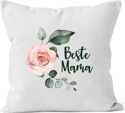 Produktbild von Kissen-Bezug Beste Mama Geschenk Muttertag Watercolor Kissen-Hülle Deko-Kissen Baumwolle MoonWorks® weiß unisize
