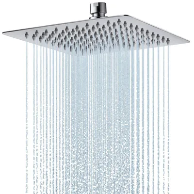 Immagine prodotto di Doccia a soffitto in acciaio inossidabile, quadrata, 20x20 cm, finitura cromata, con ugelli anticalcare