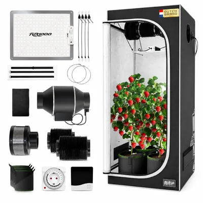 Produktbild von RootLab Easy Grow Growbox Komplettset 60x60x120 cm - 100W LED-Pflanzenlampe & Lueftung, KI-generiertes Bild
