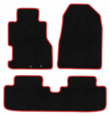 Immagine prodotto di Tappetini in moquette per Honda Civic VII 2001-2005 (3-drzwiowy hatchback/coupé) – set 4 pezzi, nero/rosso, su misura – Wielganizator CARLUX