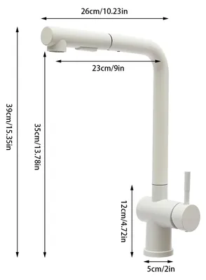 Produktbild von Küchenarmatur - Spültischarmatur - 2 Strahlarten - 360° schwenkbar - Ausziehbrause - 304 Edelstahl - Warm-/Kaltwasser - G3/8 Anschluss - Weiß