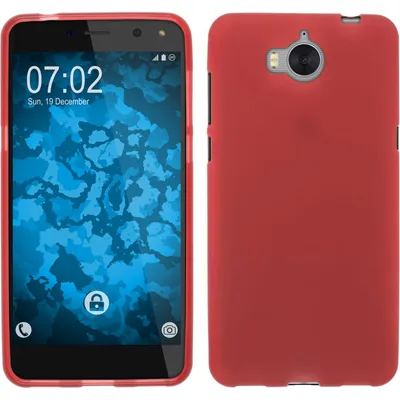 Produktbild von PhoneNatic Case kompatibel mit Huawei Y5 2017 - rot Silikon Hülle matt + 2 Schutzfolien
