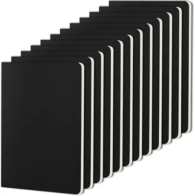 Produktbild von Notizbuch A5 liniert, 12 Stück schwarze Kraft Cover Notizheft mit 30 Blatt, Heft für Büro und Schule