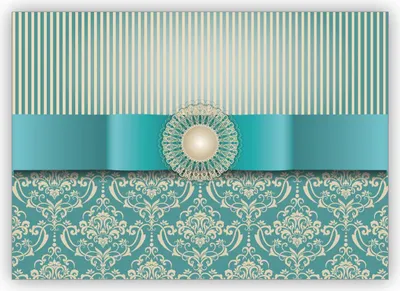 Produktbild von 4x Vornehme Grußkarte im edlem Retro Look mit Vintage Damast Muster toll als Glückwunsch oder Einladung, hellblau türkis