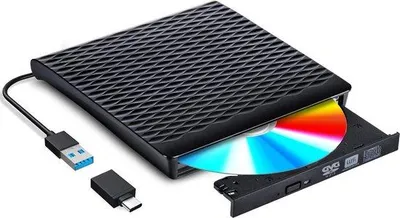 Productafbeelding van Famanu Externe CD/DVD-station, USB 3.0, Type-C, draagbaar, stil, slank - Plug and Play