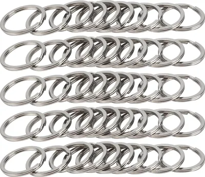 Image de 50 pièces de porte-clés en acier inoxydable antirouille polyvalent 30 mm Porte-clés comme cadeau de pendentif
