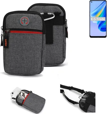 Produktbild von K-S-Trade Holster Gürteltasche kompatibel mit Oppo Reno6 Lite Handy Tasche Schutz Hülle grau Zusatzfächer 1x