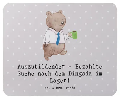 Produktbild von Mr. & Mrs. Panda Mouse Pad Auszubildender Abenteuer - Grau Pastell - Geschenk, humorvoller Spruch, Ausbildung, Berufsalltag, Dingsda, Beruf, Anerkennung, Berufsliebe