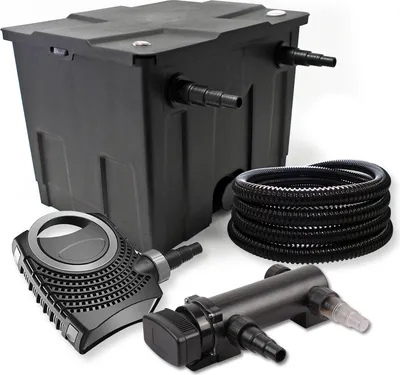 Obrázok produktu pre SunSun kompletná sada: CBF-350 rybníkový filter do 12000 l ako prietokový filter, CTF-8000 SuperECO rybníkové čerpadlo 8000 l/h 70 W, CUV-318 rybníkový čistič UVC s 18 W, 25 m rybníková hadica 25 mm