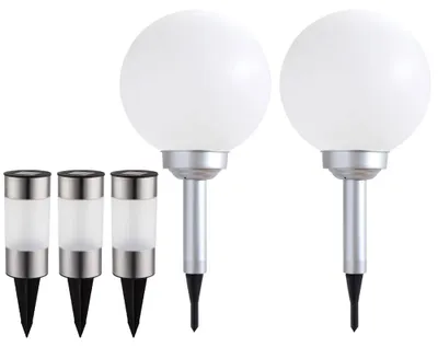 Produktbild von 5x Solarlampe, Kugel, Erdspieß, Akku, IP44