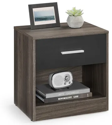 Produktbild von VASAGLE Custos Kollektion - Nachttisch, Beistelltisch, mit Schublade, Griff, offenes Fach, Couchtisch, für Schlafzimmer, Wohnzimmer, kastanienbraun-tintenschwarz LET619K74