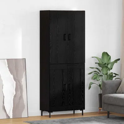 Image de vidaXL Highboard noir imitation chêne 69,5 x 34 x 180 cm Bois composite