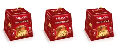 Produktbild von 3x Balocco Il Panettone Weihnachts kuchen mit Rosinen und kandierten Früchten 750g Natürlich gesäuertes gebackenes Süßwarenprodukt