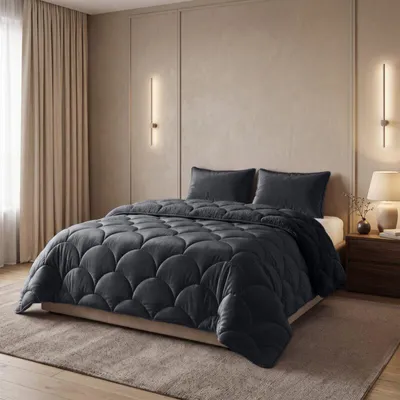 Produktbild von Sleeptime Lazy Teddy/Samt Schwarz 240x200cm + 2x60x70 cm