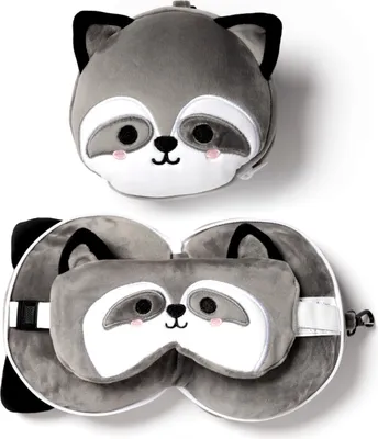 Produktbild von Puckator - Poduszka podróżna i opaska na oczy Relaxeazzz Raccoon