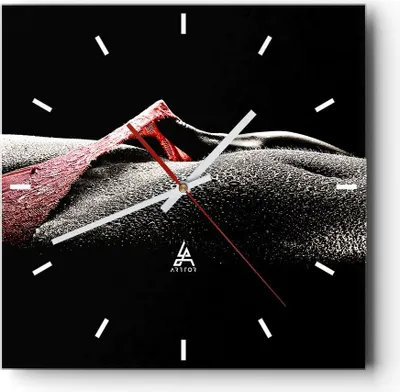 Produktbild von Wanduhr - Quadrat - Glasuhr - Körper weibliches Modell Wassertropfen - 40x40cm - Schleichendes Uhrwerk - Lautlos - zum Aufhängen bereit - Dekoration Modern - Wanddekoration aus Glas - C3AC40x40-0350