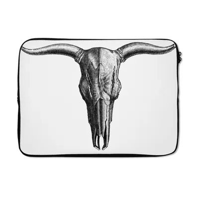 Produktbild von MuchoWow® Laptop Hülle 14 ZollTaurus - Totenkopf - Weiß Laptoptasche - Laptoptasche - Stoßsicher - Schutzhaube