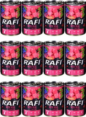 Produktbild von Rafi Junior mit Kalbfleisch - Getreidefrei Nassfutter für junge Hunde aller Rassen 400g (12-er pack)
