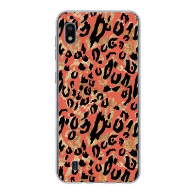 Produktbild von MuchoWow® Handyhülle Schutzhülle Hülle für Samsung Galaxy A10 Pantherdruck - Gold - Rosa Silikon Softcase Handy Hülle - Schutzhülle