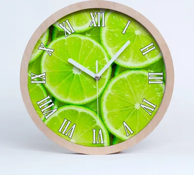 Produktbild von Holzuhr 30fi cm wanduhr - weiße Spitzen - Limette