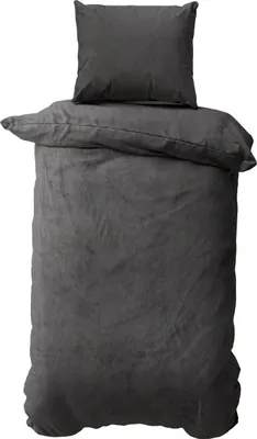 A folded duvet and pillow set.