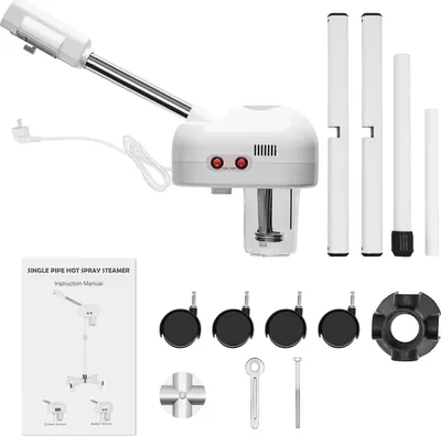 Immagine prodotto di Vaporizzatore facciale con ozono - Vaporizzatore e nebulizzatore 2 in 1 - 800 W - Elettrico - Pulizia profonda - Per saloni e uso domestico - Grigio chiaro