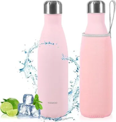 Produktbild von Stahlwasserflasche 500 ml - Doppelwandig Vakuum Isoliert - Rosa