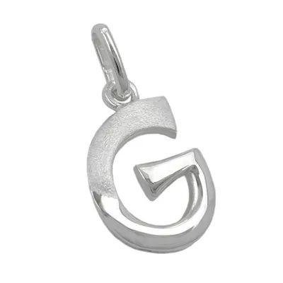 Produktbild von Anhänger 15x9mm Buchstabe G teilmattiert glänzend Silber 925 silber 15x10mm