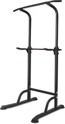 Produktbild von Sport Power Tower 117x37x10cm Verstellbare Dip-Station Klimmzugstange 150kg Belastbar Hoehenverstellbar 169-210cm Platzsparendes Fitnessgeraet Schwarz