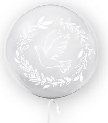 Produktbild von Transparenter Ballon mit Taubendruck, weiß 45cm