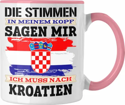 Produktbild von Trendation - Kroatien Tasse Geschenk für Kroaten Urlaub Land (Rosa)