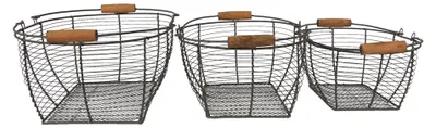 Immagine prodotto di Cesto portaoggetti Clayre & Eef Set di 3 cesti 35x26x14 cm in ferro marrone