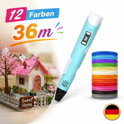 Produktbild von DIY Kinder 3D Stifte Set 3D Druckstift 36m 12Farben PLA Filament 3D Printing Pen