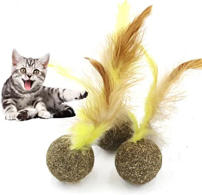 Imagen del producto de Juguetes para gatos con hierba gatera, 2 unidades, de 3 cm, ideales para gatos juguetones