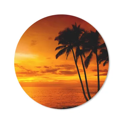Produktbild von MuchoWow® Mauspad Mousepad Palme - Sonnenuntergang - Tropisch - Orange - Meer 40x40 cm - Mousepads - Maus Mat - Pad - Mausunterlage - Schreibtisch Accessoires