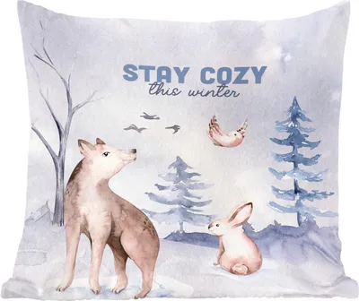 Produktbild von MuchoWow® Zierkissen Sofakissen Wohnzimmer Dekokissen 45x45 cm Winter - Schnee - Zitat - Schlafpolster - Polster für das Sofa