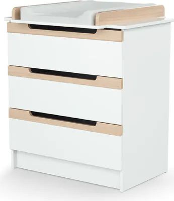 Immagine prodotto di AT4 - Cassettiera fasciatoio 3 cassetti CARROUSEL legno - Bianco/Faggio natural - 79 x 65,5 x 94 cm