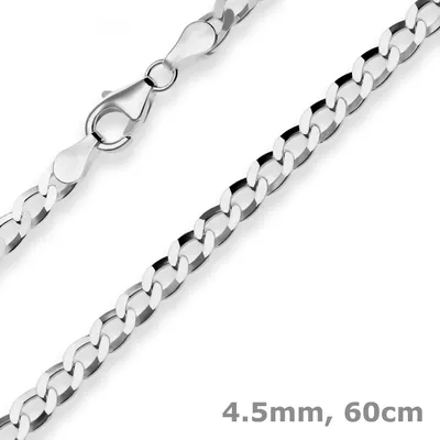 Produktbild von 4,5mm Panzerkette Silberkette Collier Halskette aus 925 Silber rhodiniert 60cm