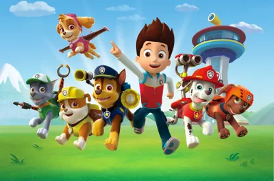 Produktbild von Sanders & Sanders Fototapete PAW Patrol Blau, Grün und Rot - 600350 - 255 x 180 cm
