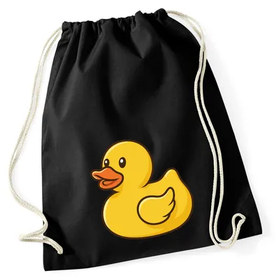 Produktbild von Huuraa Turnbeutel Quietscheente Gummiente Badeente 12 Liter Black Baumwolle Rucksack Geschenkidee