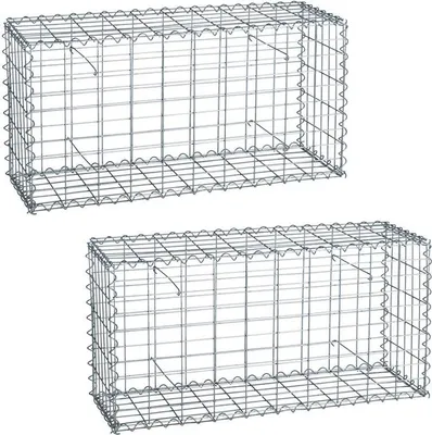 Produktbild von Gabionen 100x50x30 cm 2er Set Stein Korb Gitter Metall Wand Draht Sichtschutz