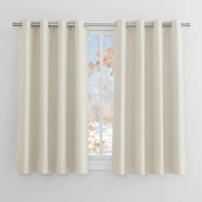 Image de Rideaux occultants thermiques, protection contre le froid, couleur beige, 137 x 117 cm (lot de 2)