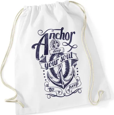 Produktbild von Turnbeutel Anker Hipster Beutel Tasche Anchor Jutebeutel Stringbag Beuteltasche